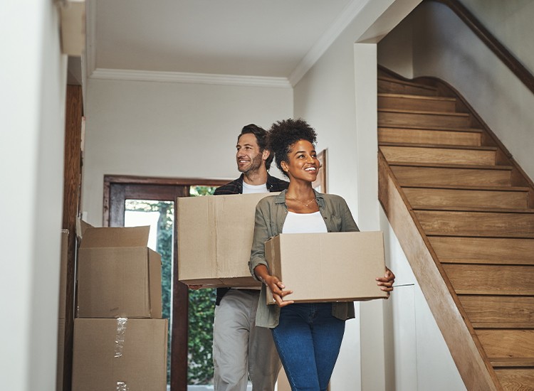 Couple discussing their move